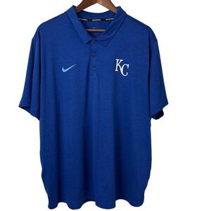 Nike Baseball Mens Polo KC Royals MLB Blue Performance Preppy Logo Size 2XL‎ XXL